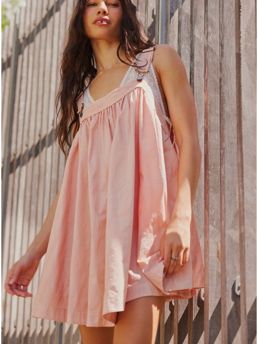 Free people (NWT) Aster babydoll pink bohemian mini dress